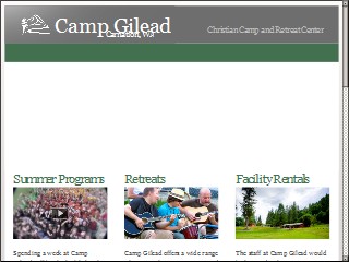 Web site www.campgilead.org, Camp Gilead Bible Camp