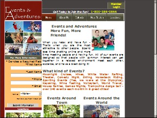 Web site www.eventsandadventures.com, Events & Adventures