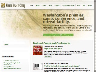 Web site www.warmbeach.com, Warm Beach Christian Camp Ctr